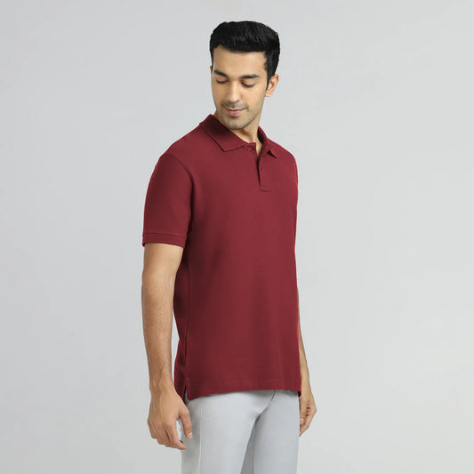 Element Combed Cotton Polo T-shirts Bold Burgundy - XYXX Crew