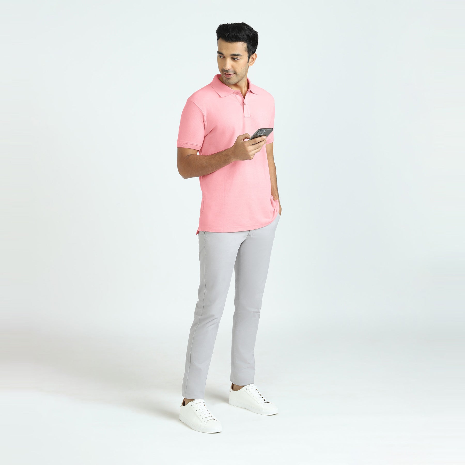 Element Combed Cotton Polo T-shirts For Men French Pink - XYXX Crew