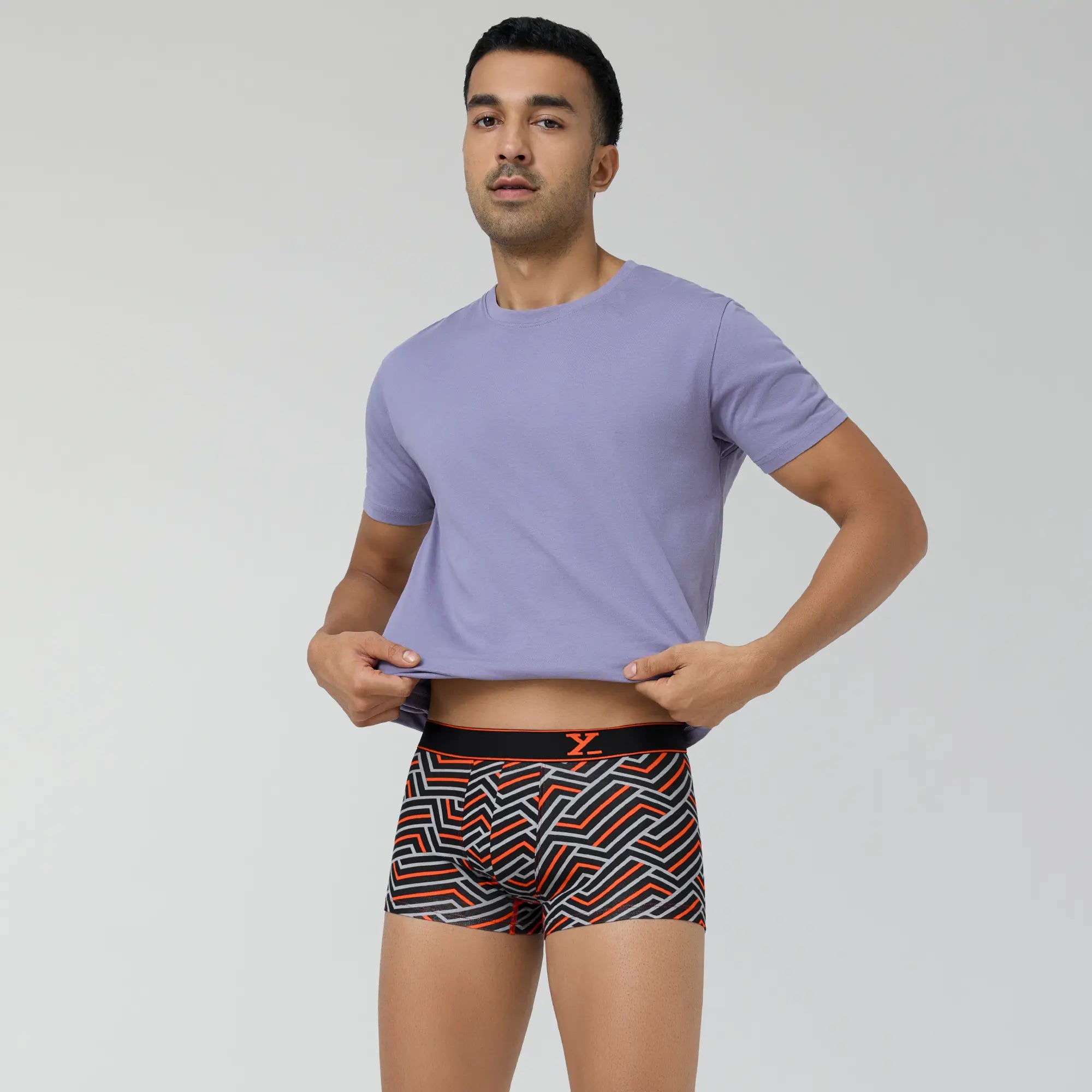 Men's Rowing Trunks Shop Men’s Black Stripes Parallax Cotton Trunks | XYXX Apparels