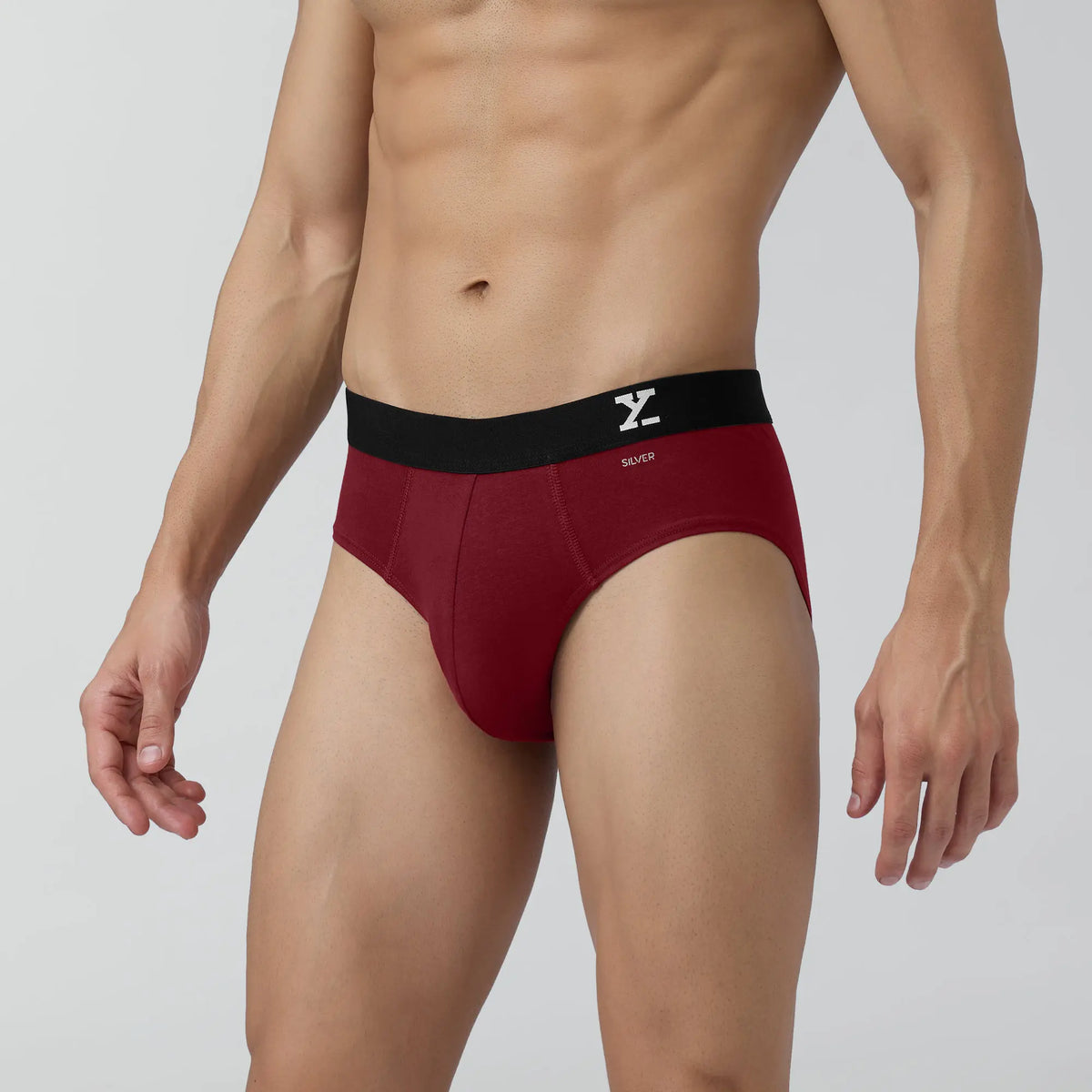 Aero Silver Cotton Briefs Bold Burgundy - XYXX Crew