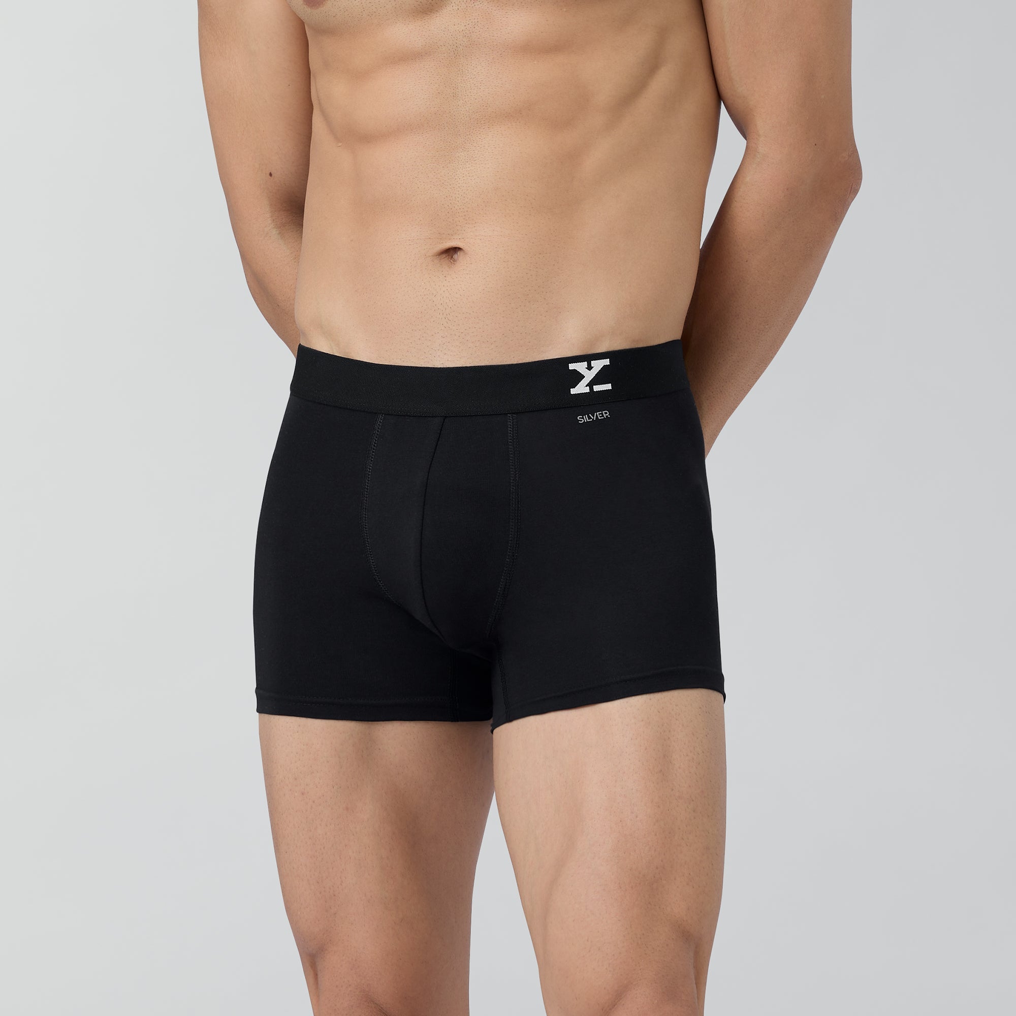 Aero Silver Cotton Trunks For Men Black Knight -  XYXX Crew