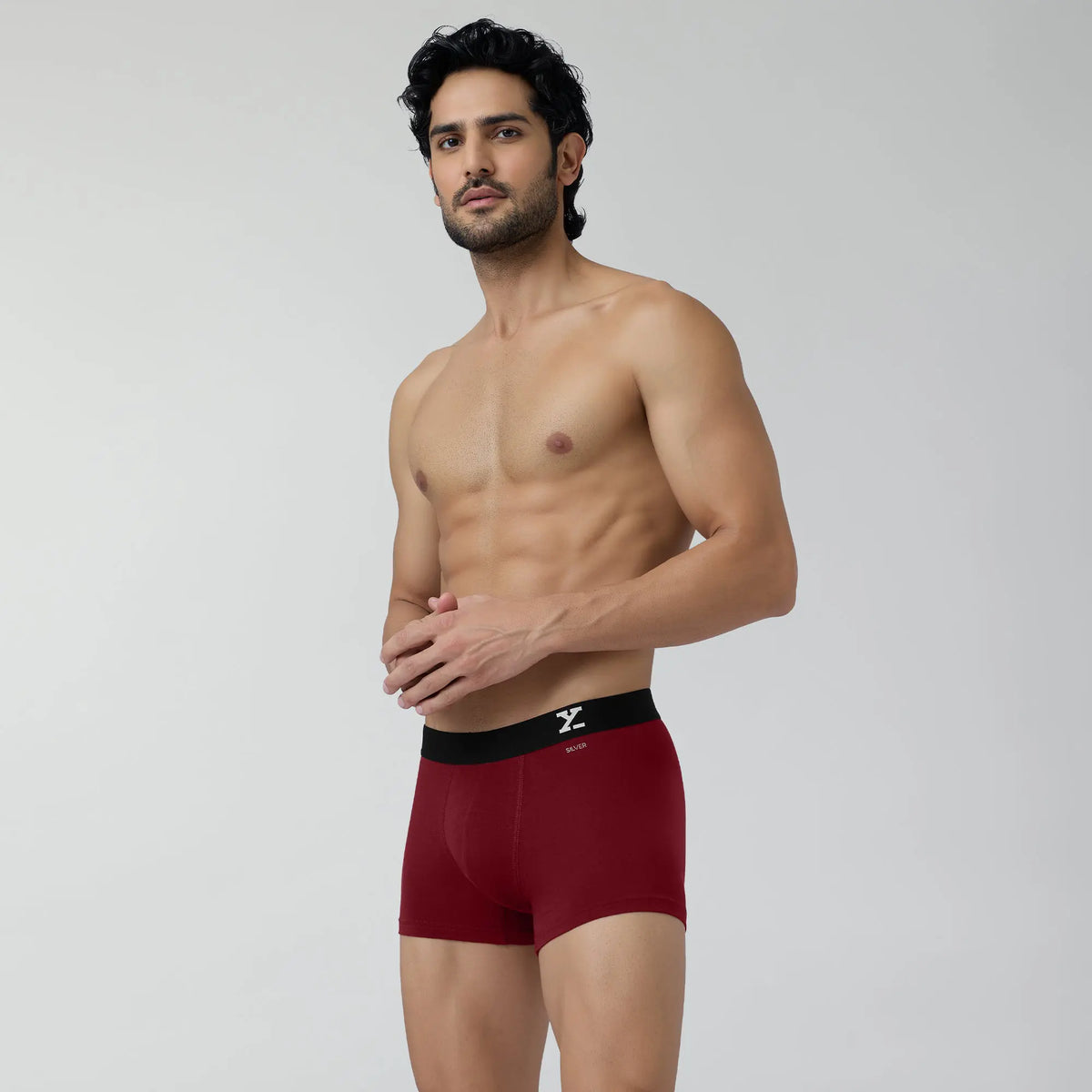 Aero Silver Cotton Trunks Bold Burgundy - XYXX Crew