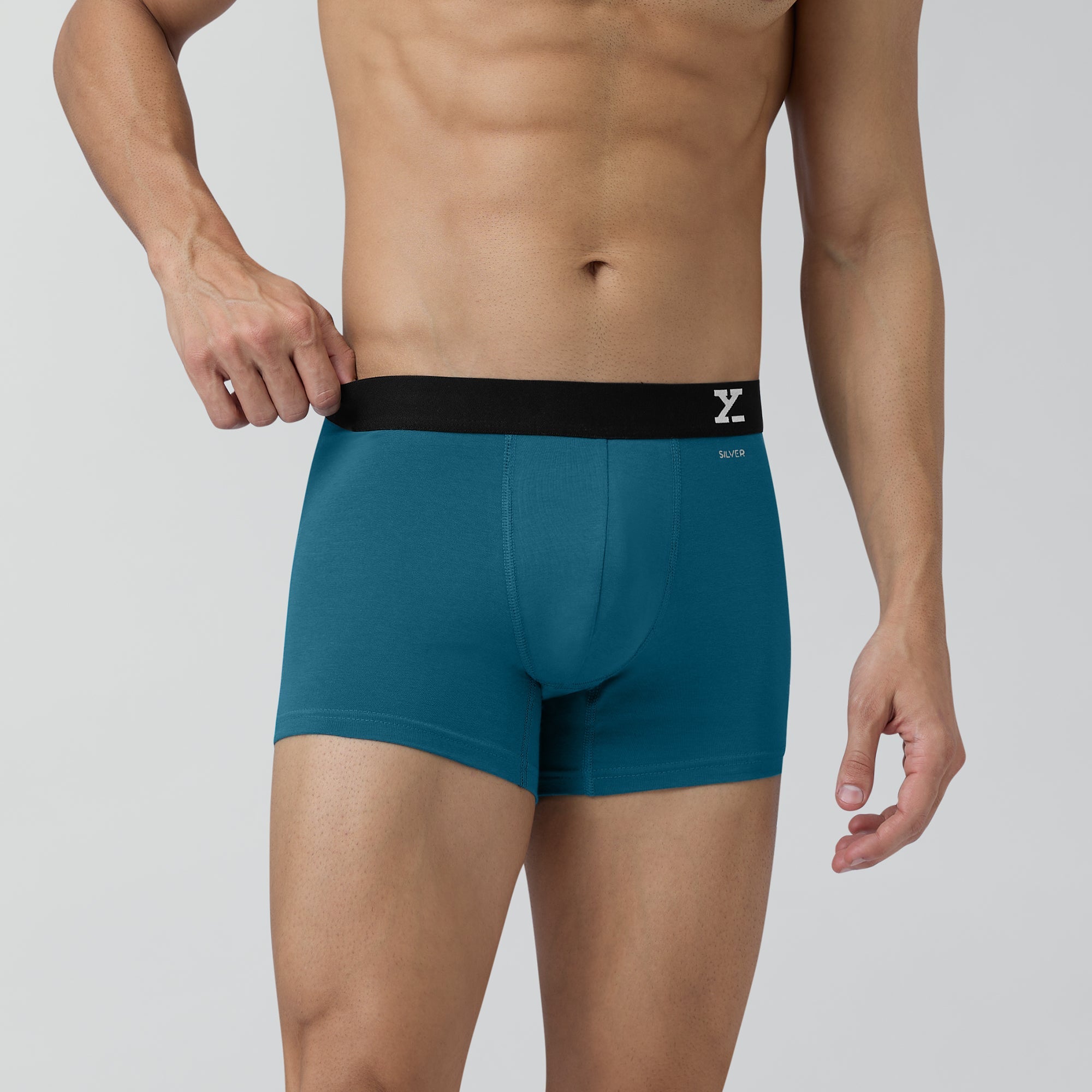 Aero Silver Cotton Trunks For Men Green Emerald -  XYXX Crew