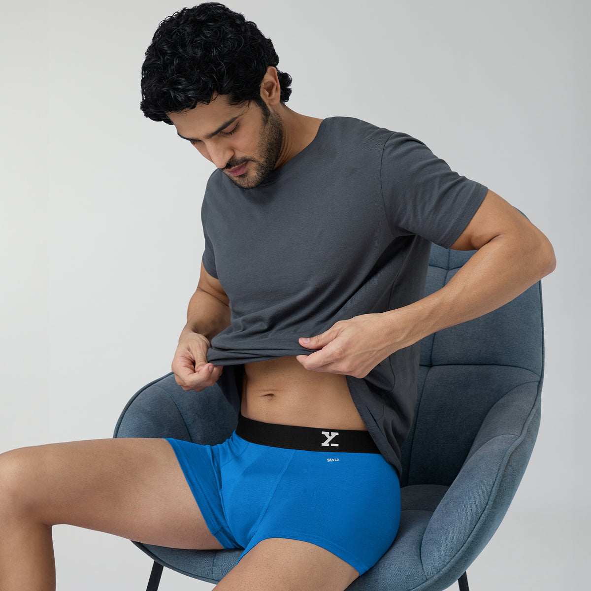 Aero Silver Cotton Trunks For Men Pacific Blue -  XYXX Crew