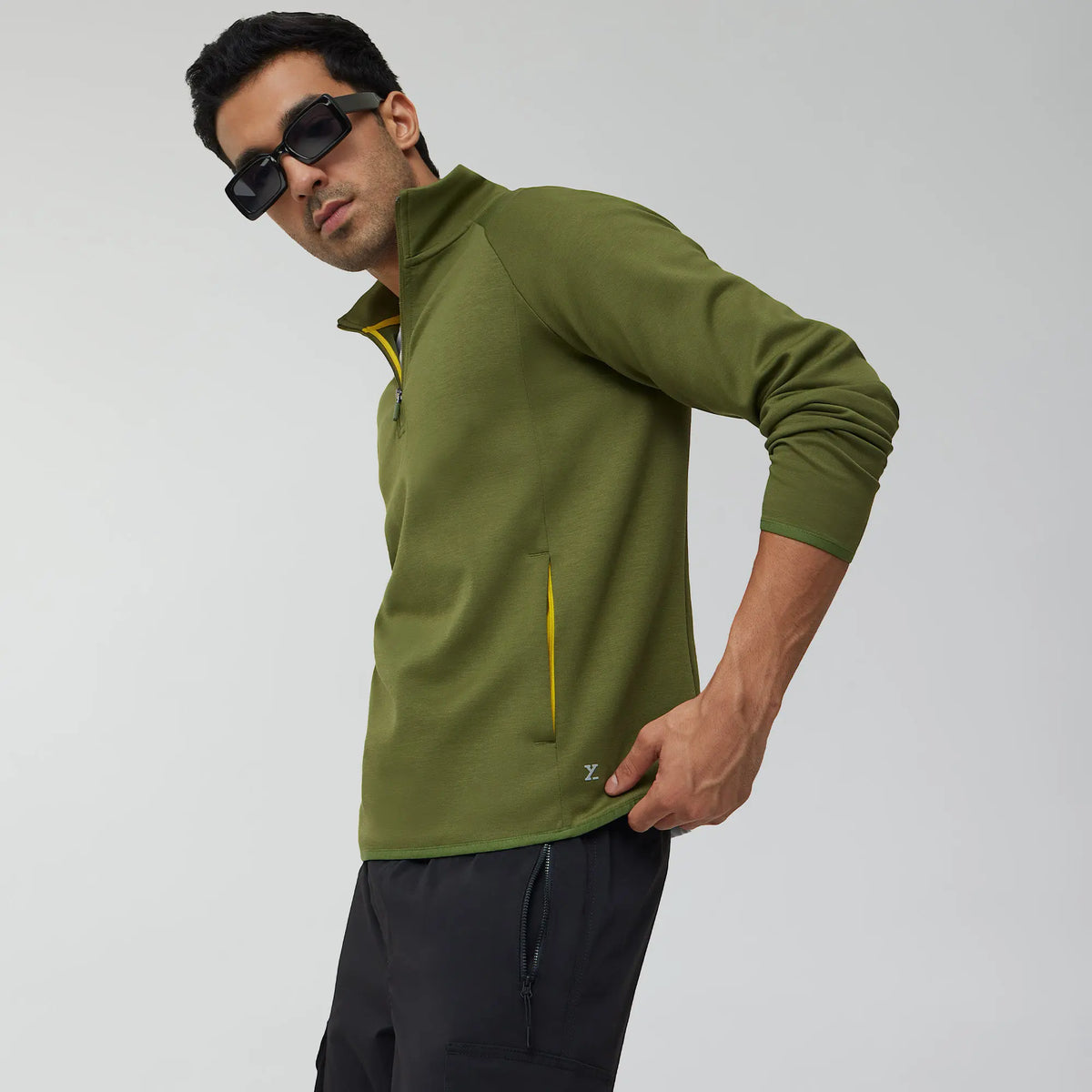 Alpha Half Zip Sweatshirt Olive Green - XYXX Crew
