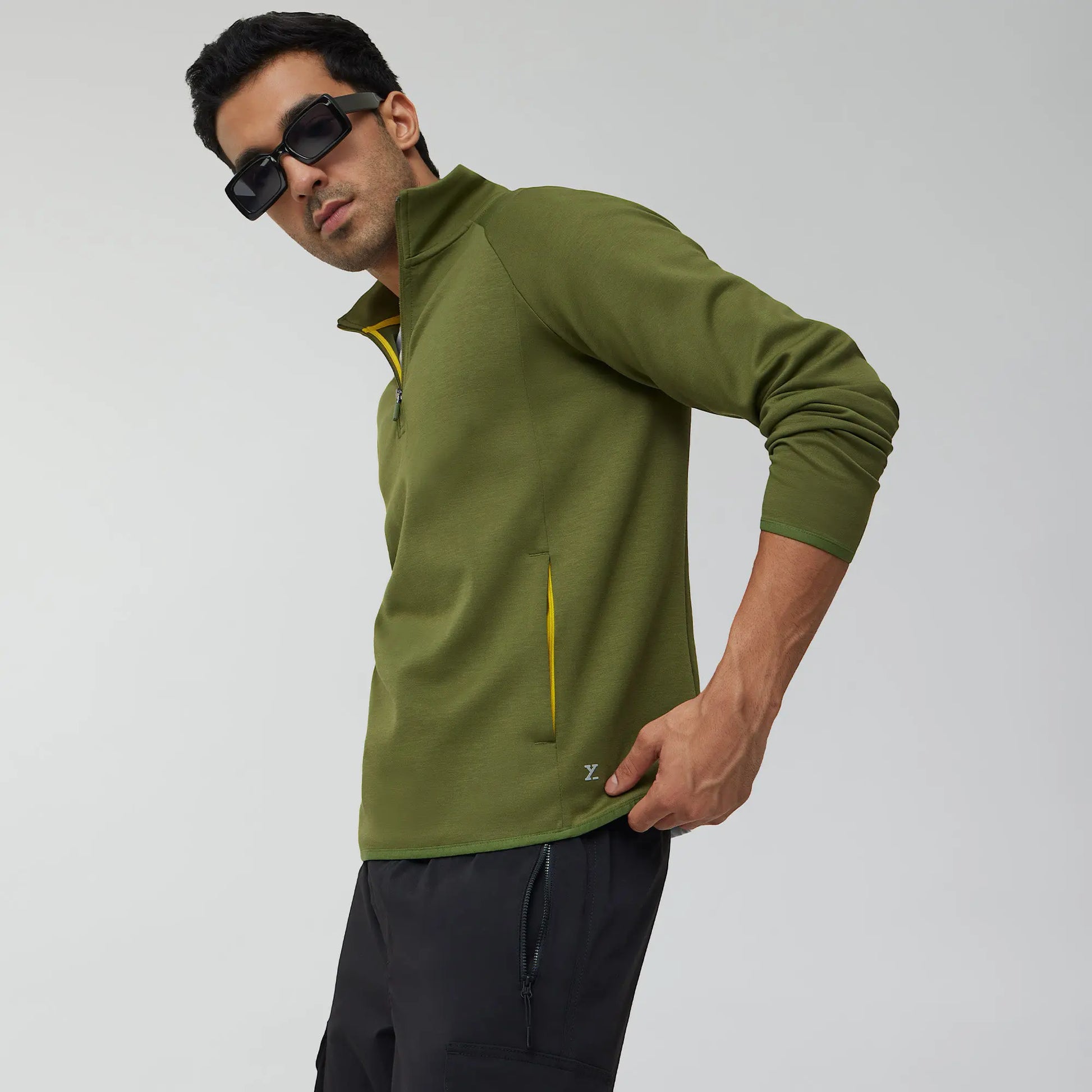 Alpha Half Zip Sweatshirt Olive Green - XYXX Crew