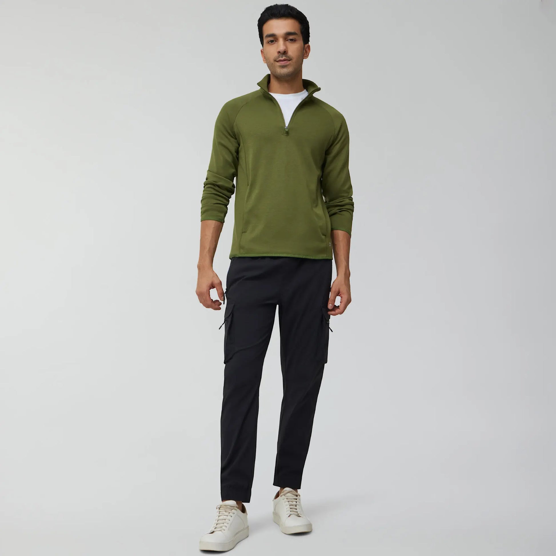 Alpha Half Zip Sweatshirt Olive Green - XYXX Crew