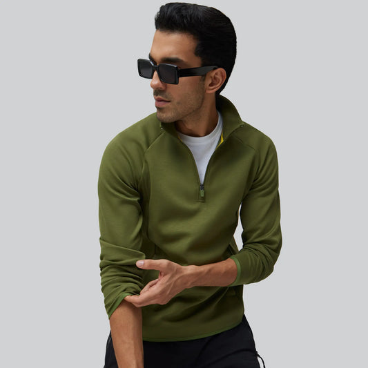 Alpha Half Zip Sweatshirt Olive Green - XYXX Crew
