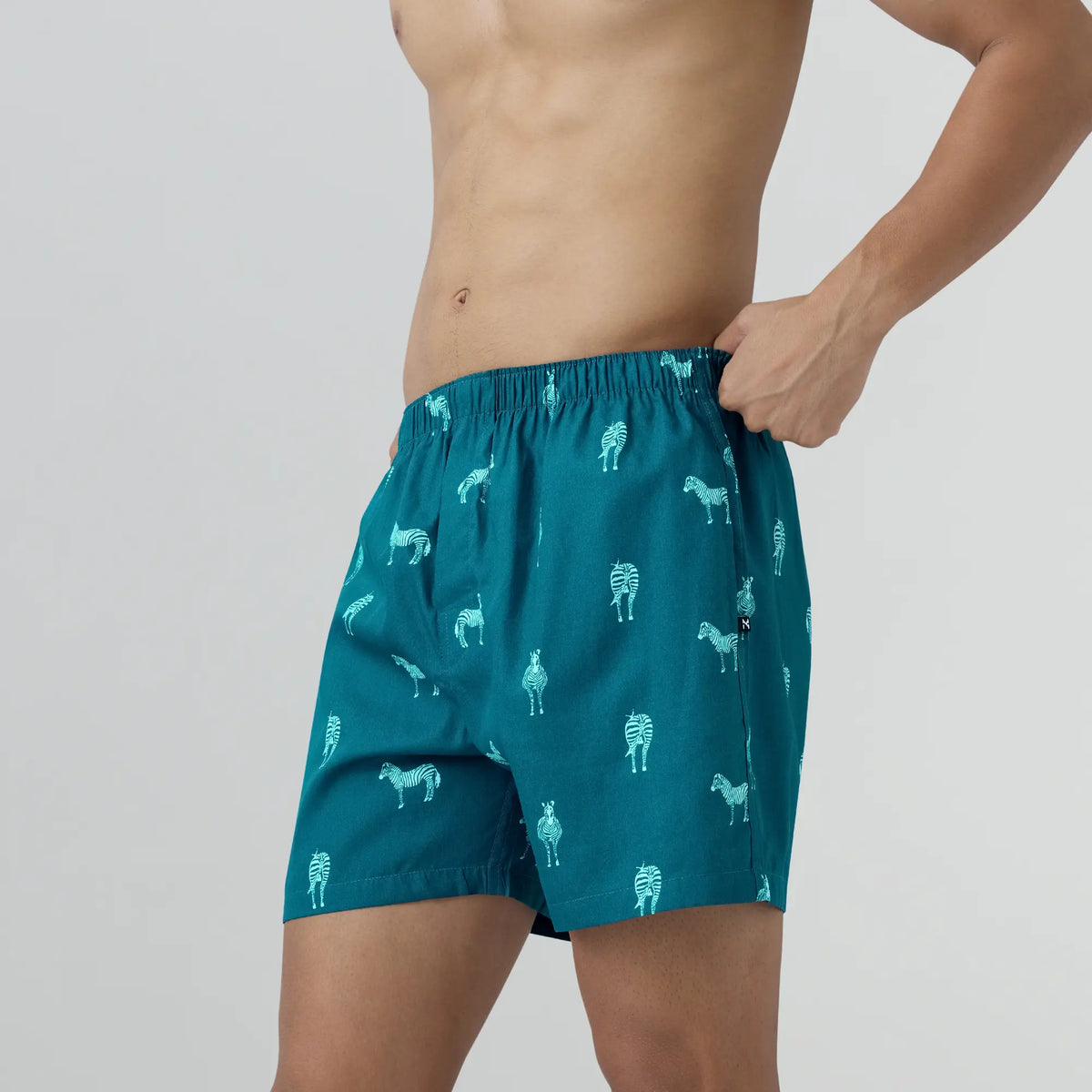 Remix Cotton Inner Boxer Zebra Blue