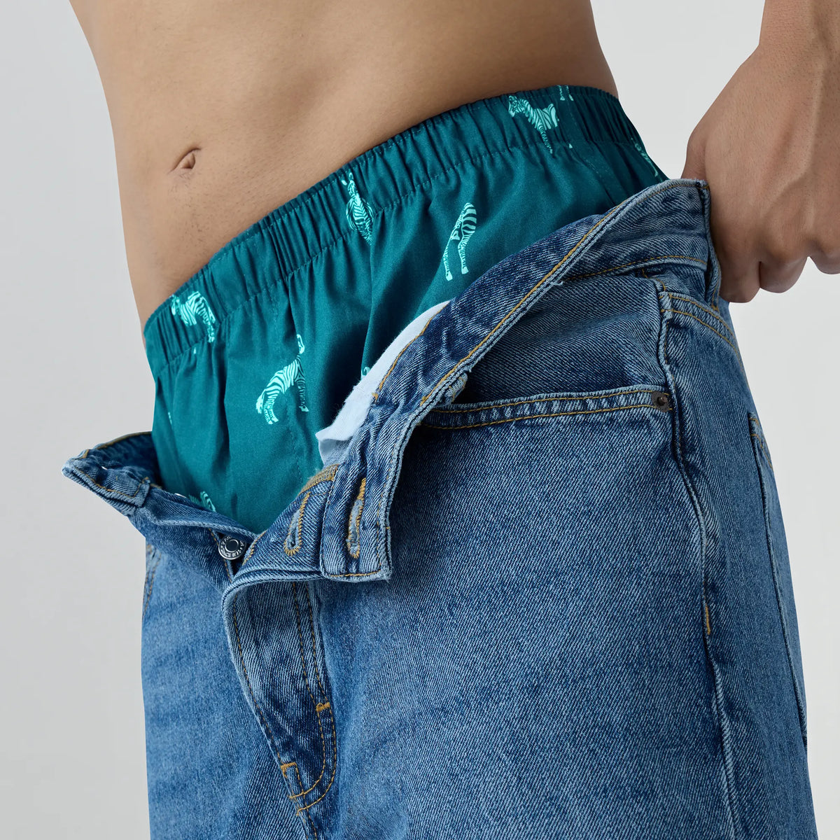 Remix Cotton Inner Boxer Zebra Blue