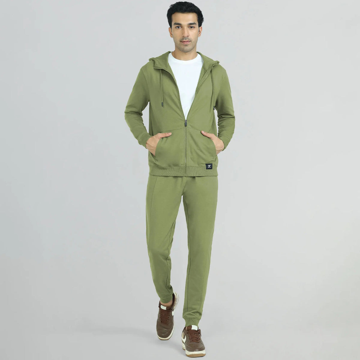Cruze French Terry Cotton Hoodie Jackets Olive Green - XYXX Crew