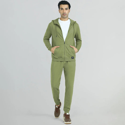 Cruze French Terry Cotton Hoodie Jackets Olive Green - XYXX Crew