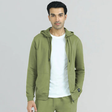 Cruze French Terry Cotton Hoodie Jackets Olive Green - XYXX Crew