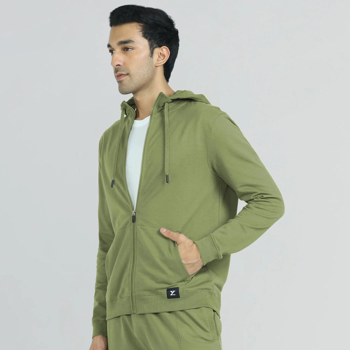 Cruze French Terry Cotton Hoodie Jackets Olive Green - XYXX Crew