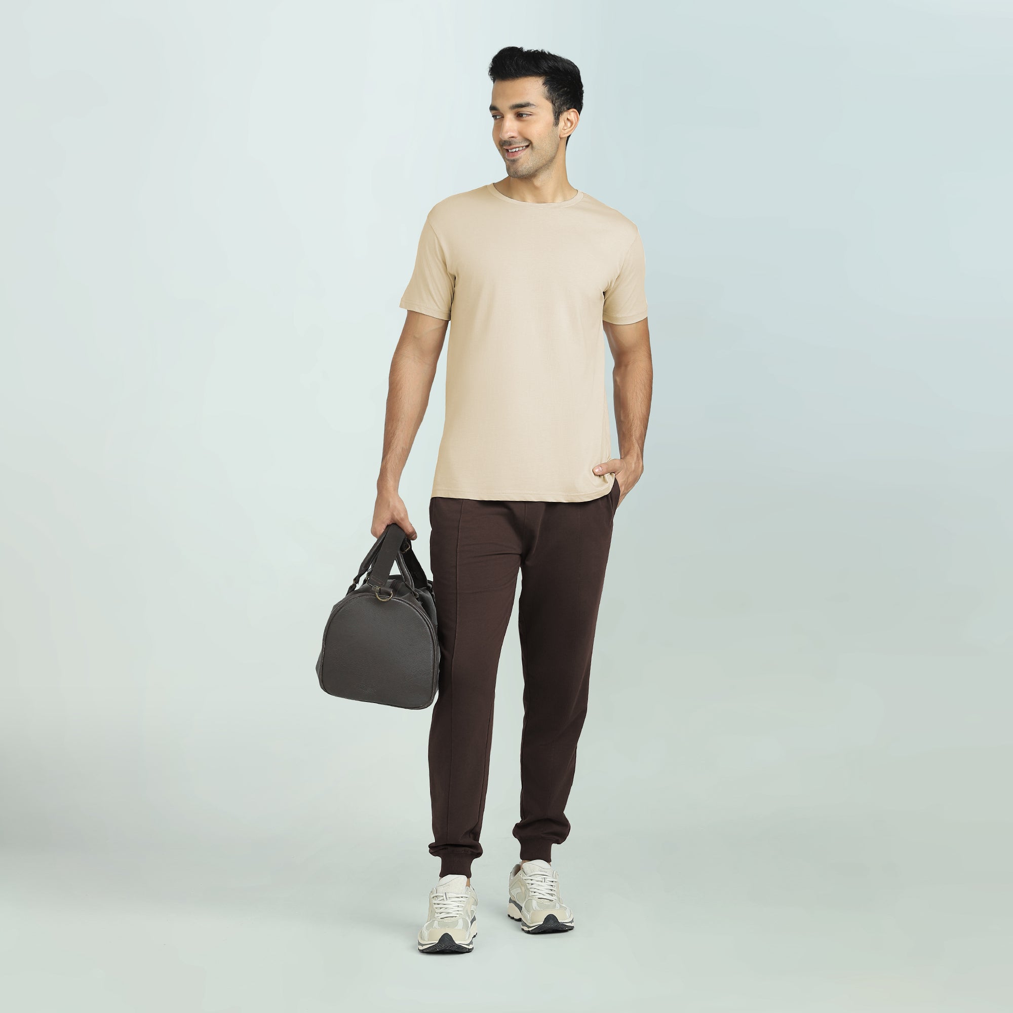 Cruze French Terry Cotton Joggers For Men Malt Brown -  XYXX Crew