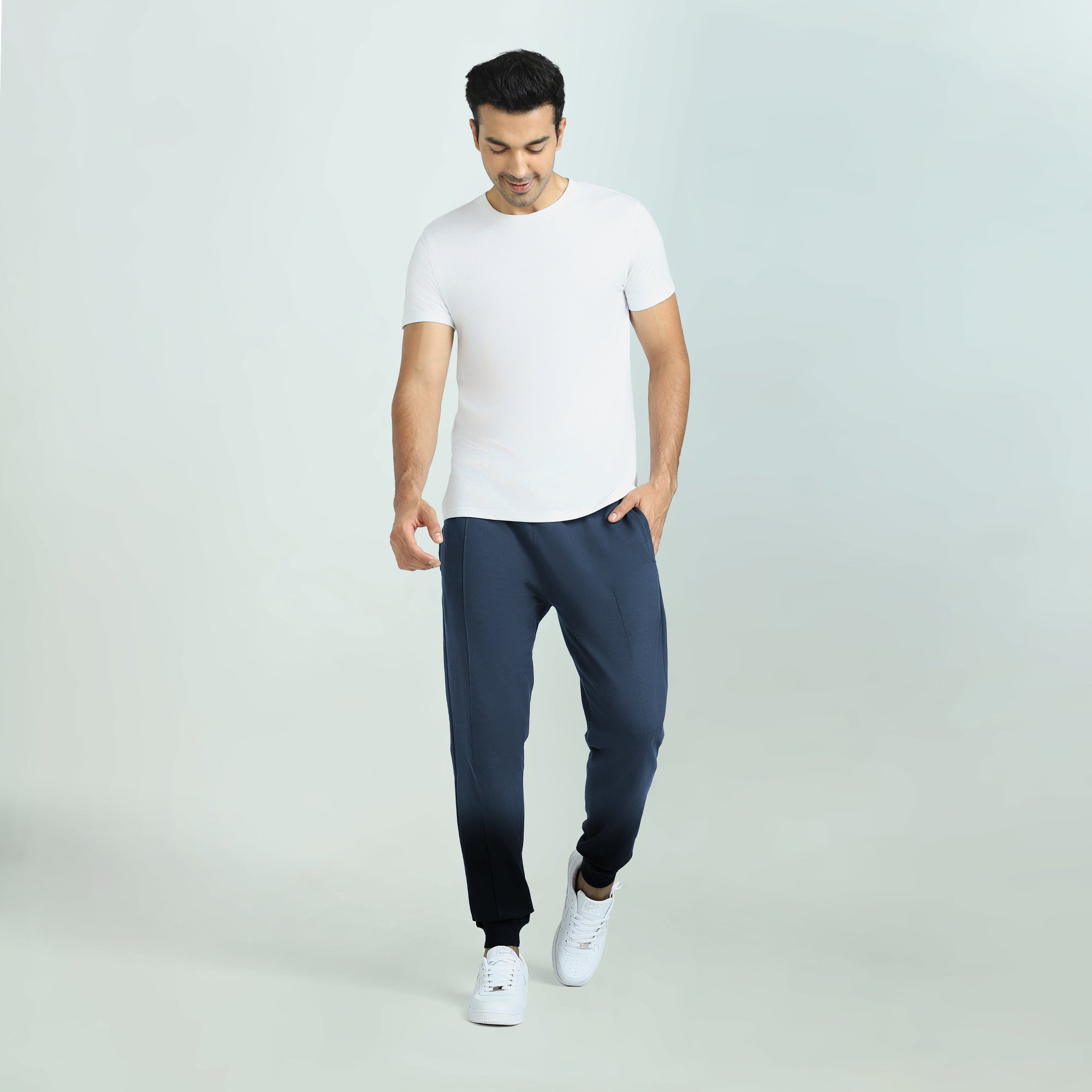 Cruze French Terry Cotton Joggers For Men Opal Blue -  XYXX Crew