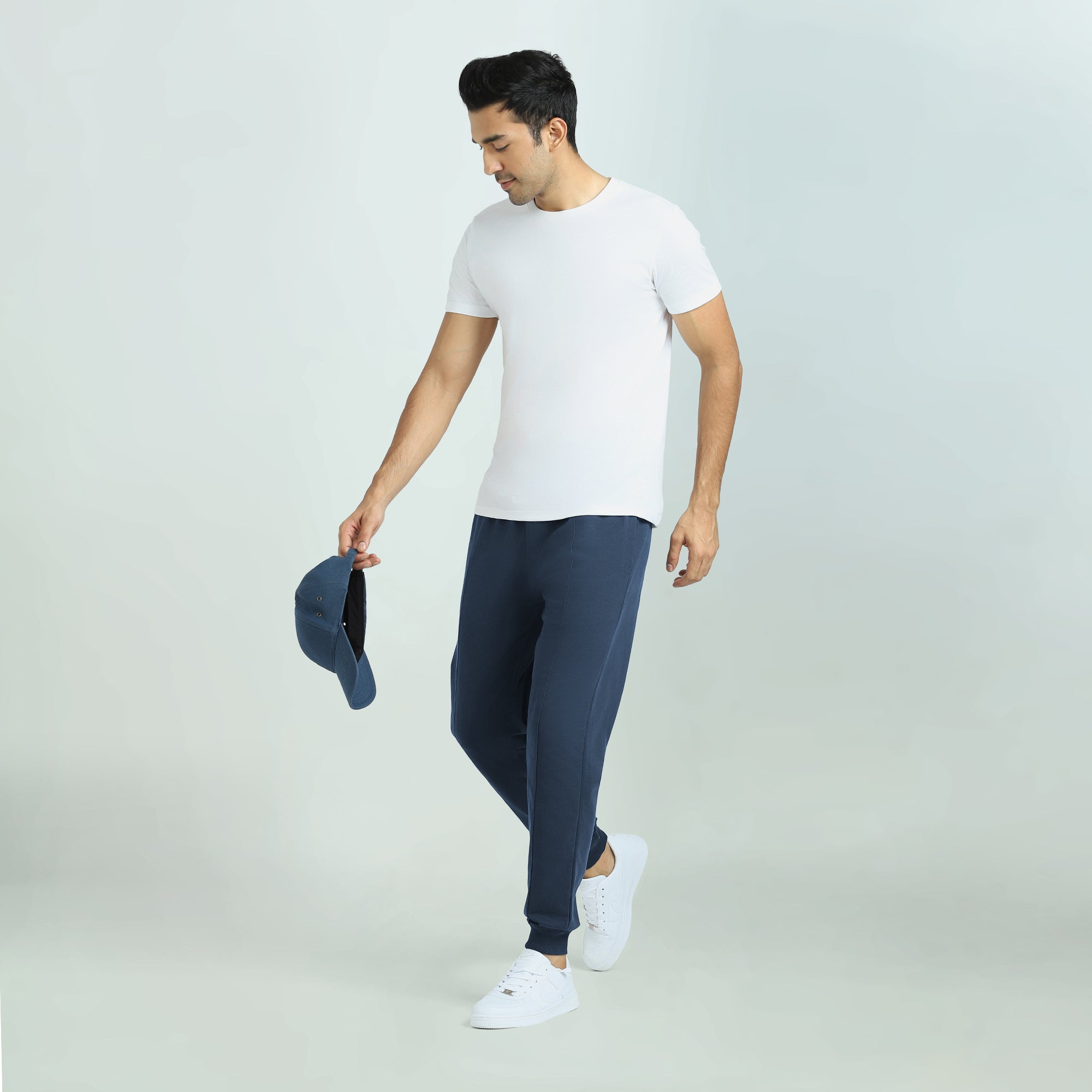 Cruze French Terry Cotton Joggers Opal Blue