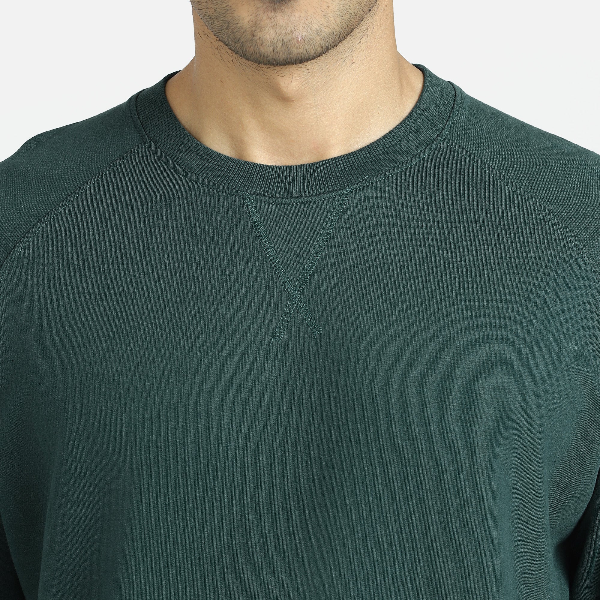 Cruze French Terry Cotton Sweatshirts Forest Green - XYXX Crew