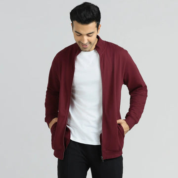Cruze French Terry Cotton Zip Ups Auburn Red - XYXX Crew