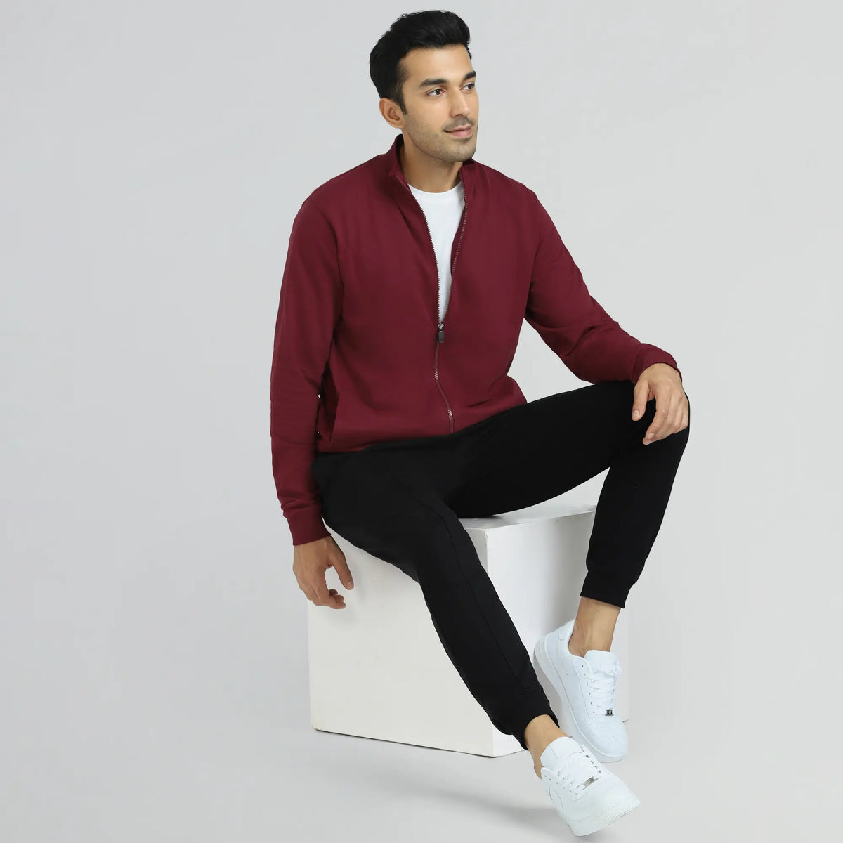 Cruze French Terry Cotton Zip Ups Auburn Red - XYXX Crew
