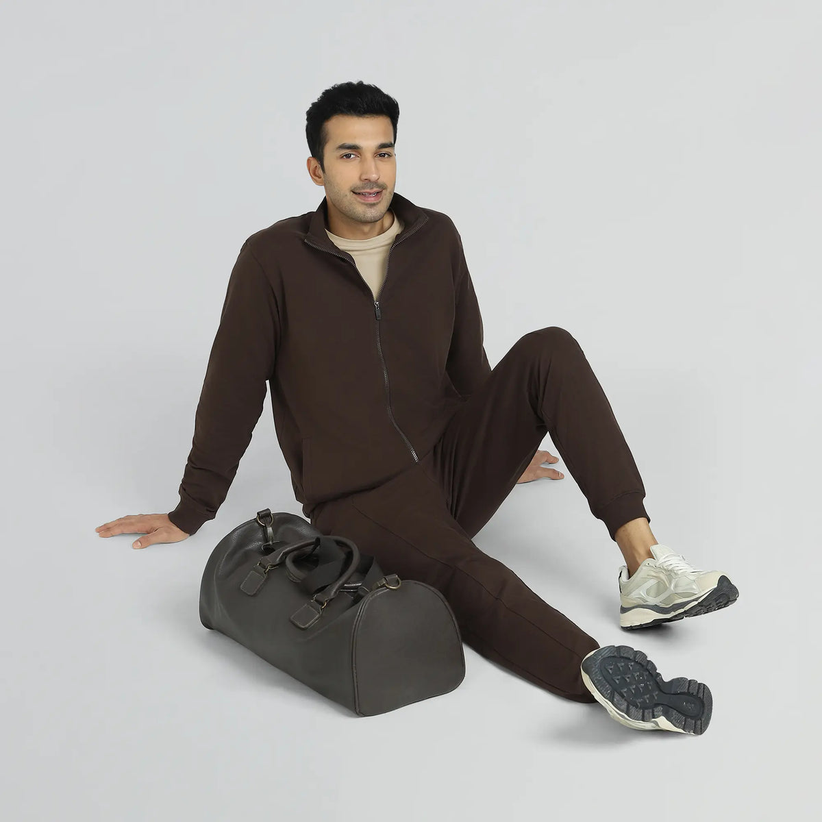 Cruze French Terry Cotton Zip Ups Malt Brown - XYXX Crew