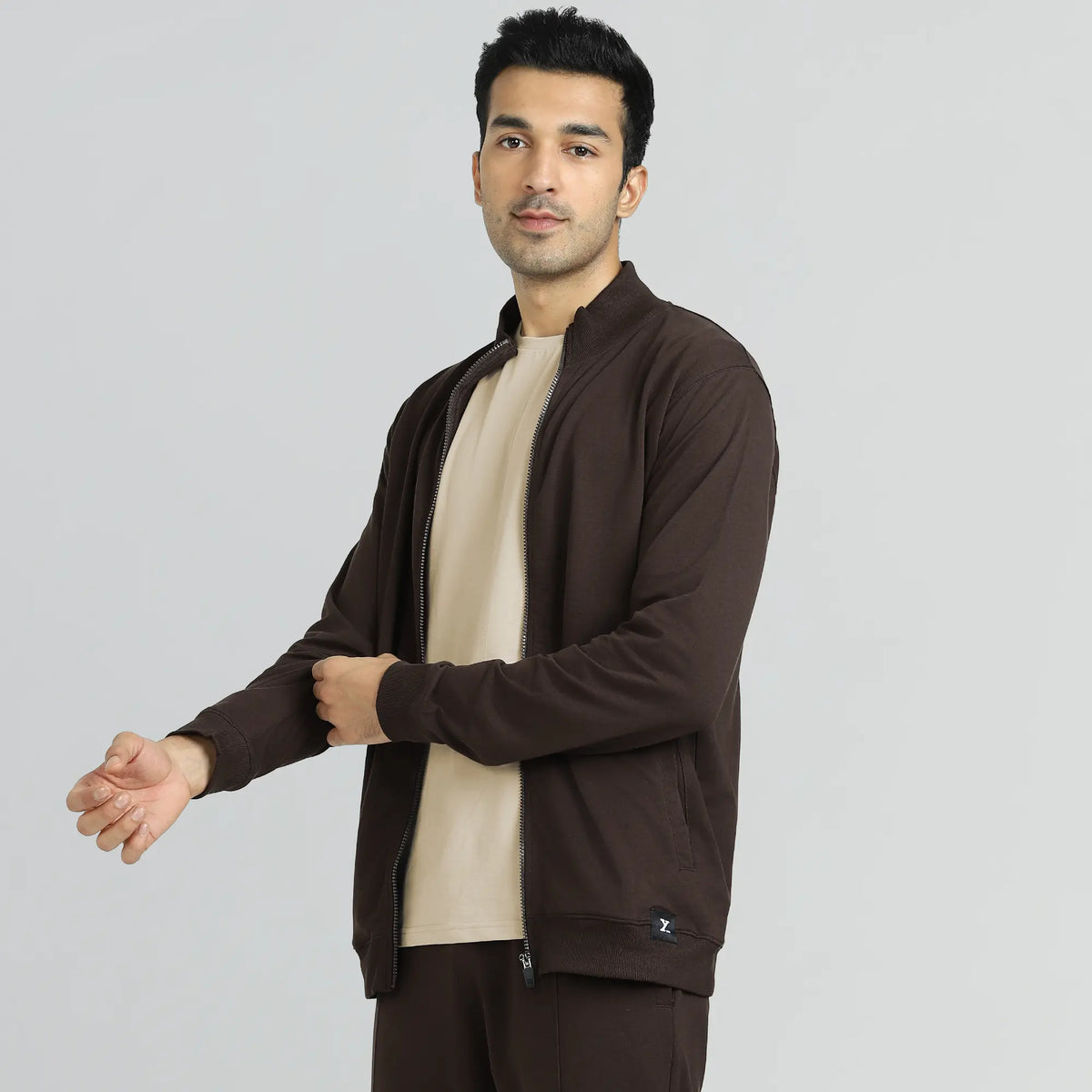 Cruze French Terry Cotton Zip Ups Malt Brown - XYXX Crew