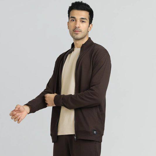 Cruze French Terry Cotton Zip Ups Malt Brown - XYXX Crew