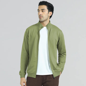 Cruze French Terry Cotton Zip Ups Olive Green - XYXX Crew