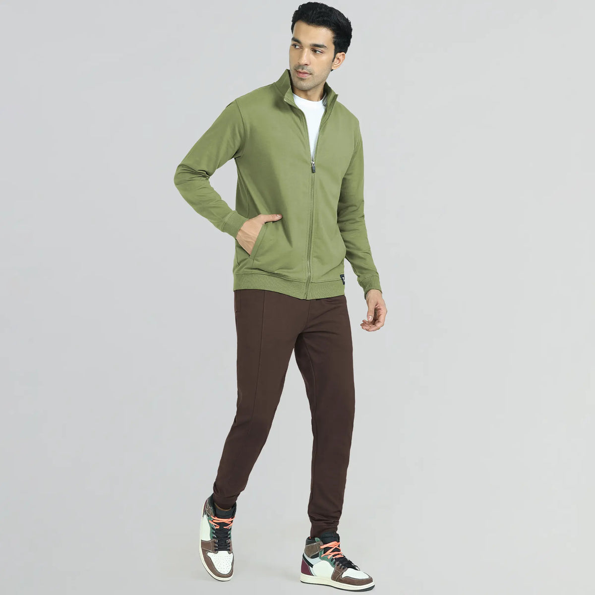 Cruze French Terry Cotton Zip Ups Olive Green - XYXX Crew