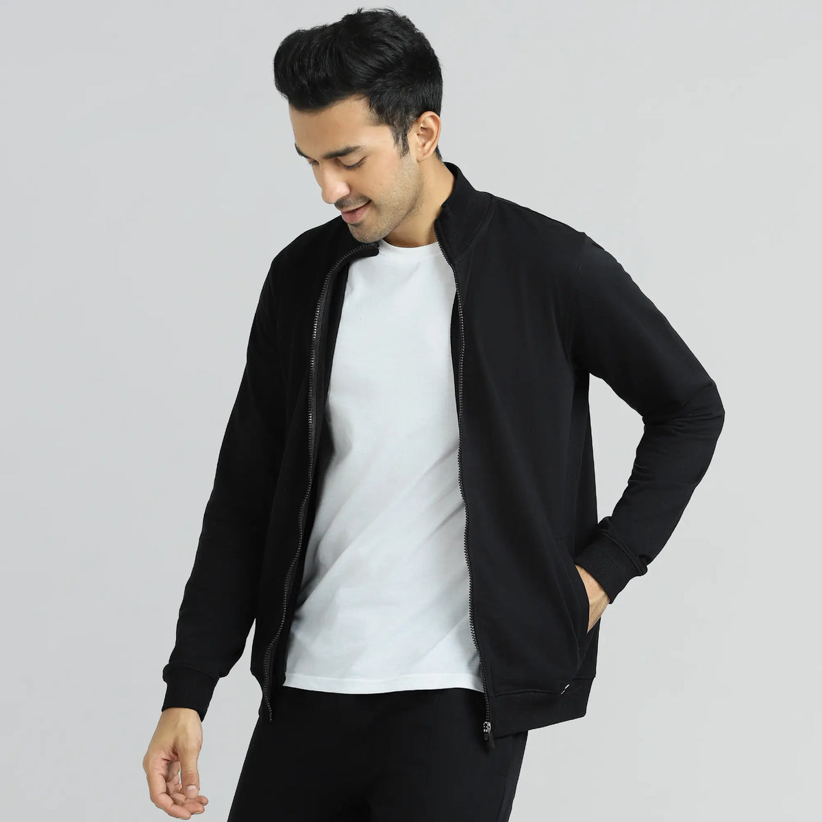Cruze French Terry Cotton Zip Ups Pitch Black - XYXX Crew