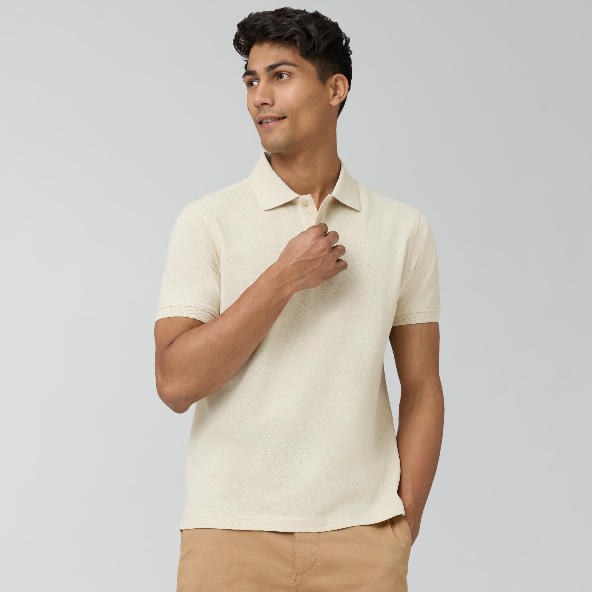 Nova Combed Cotton Polo T-shirts Almond White