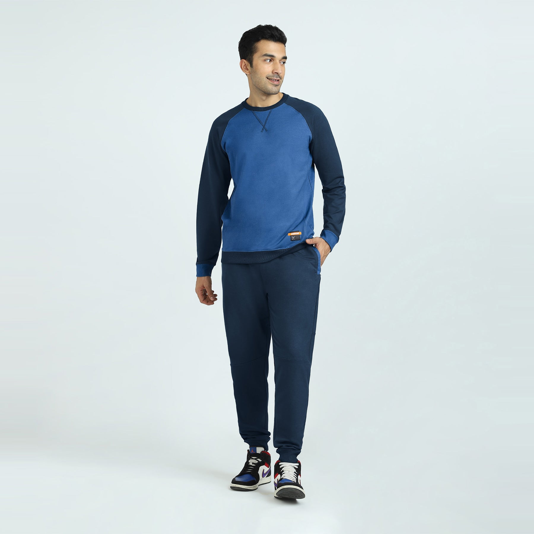 Quest French Terry Cotton-Blend Sweatshirt For Men Atlas Blue - XYXX Crew