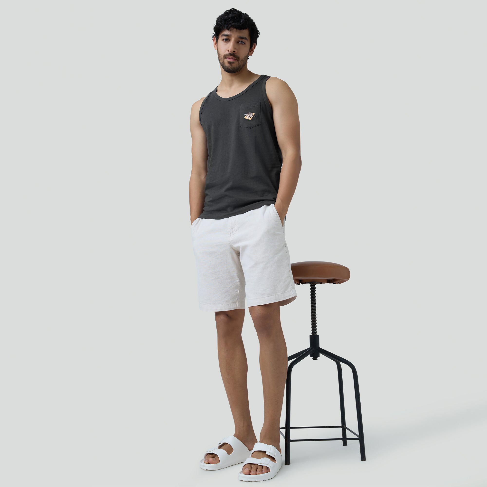 Renew Combed Cotton Tank Tops Charcoal Grey