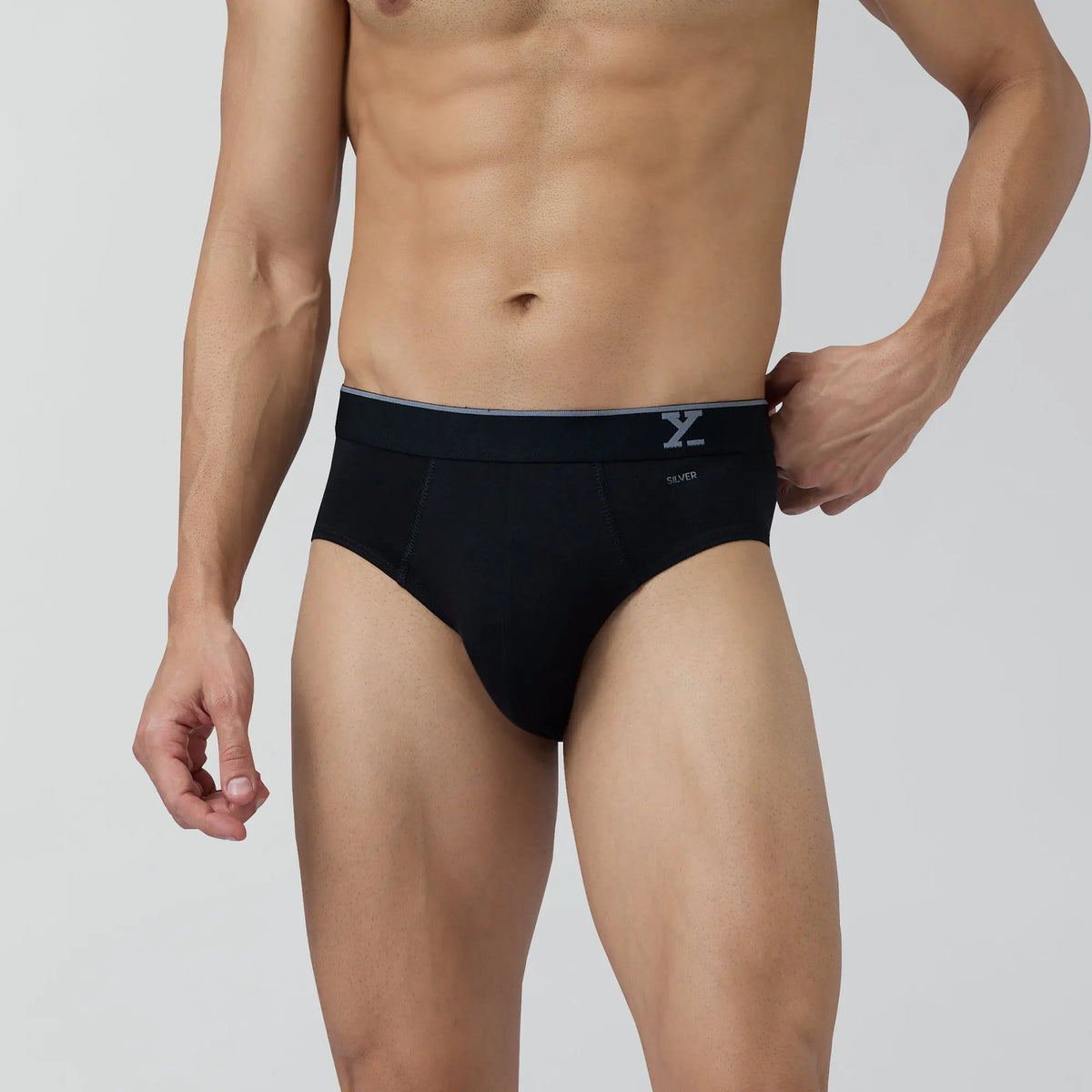Traq Silver Cotton Briefs Black Knight - XYXX Crew