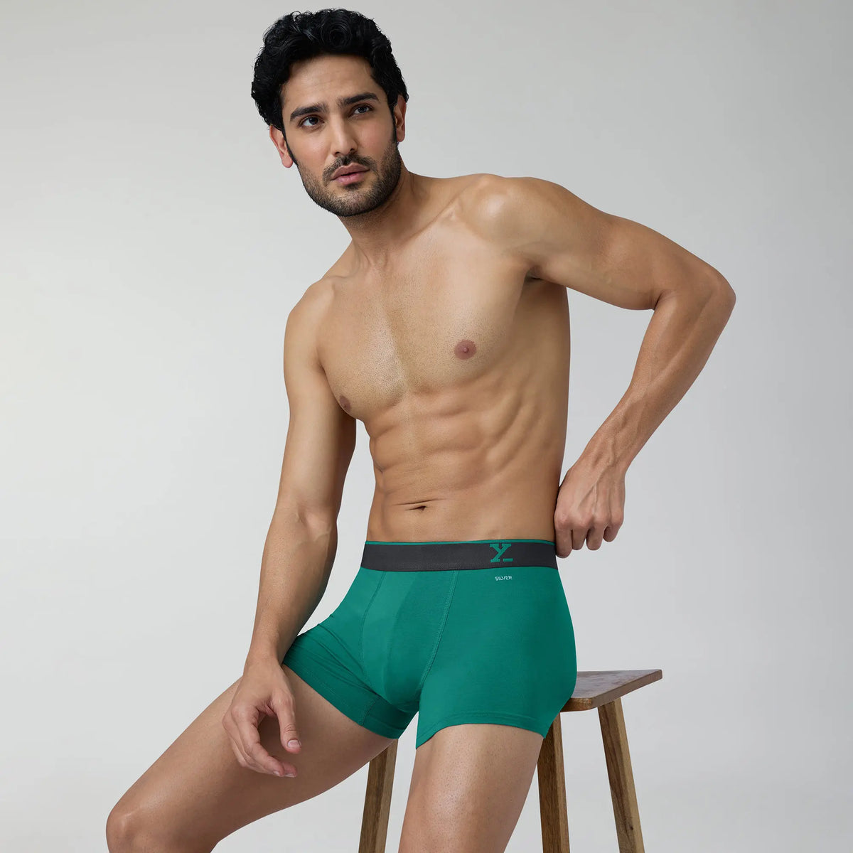 Traq Silver Cotton Trunks Aqua Green - XYXX Crew