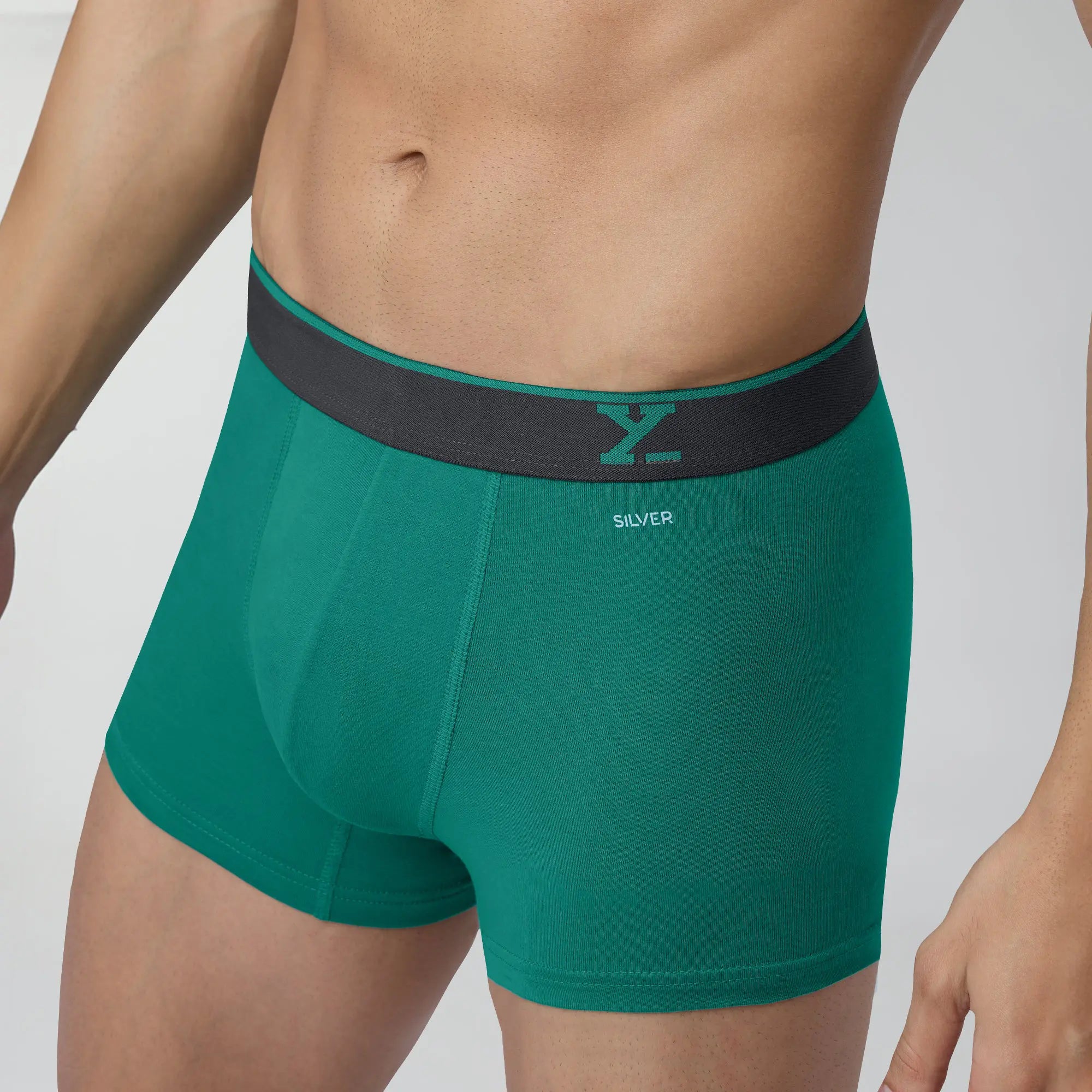 Men's Rowing Trunks Traq Silver Cotton Trunks Aqua Green – XYXX Apparels