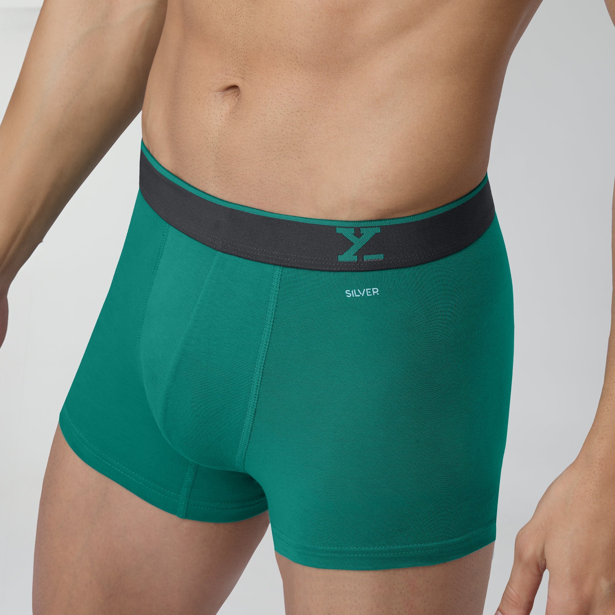 Traq Silver Cotton Trunks For Men Aqua Green -  XYXX Crew