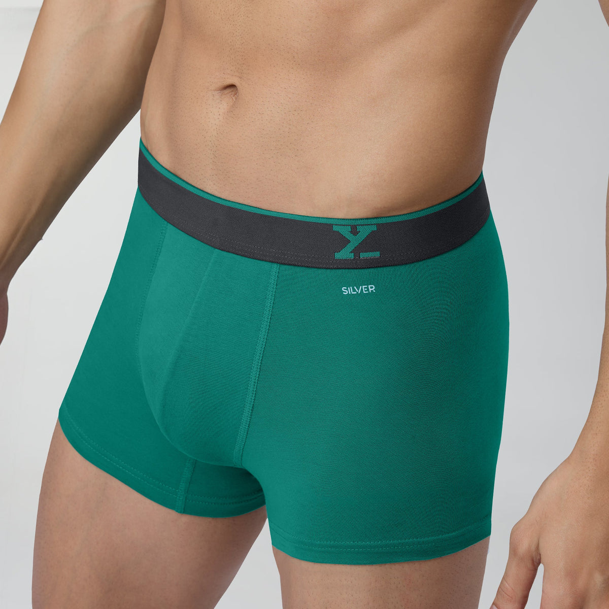 Traq Silver Cotton Trunks For Men Aqua Green -  XYXX Crew