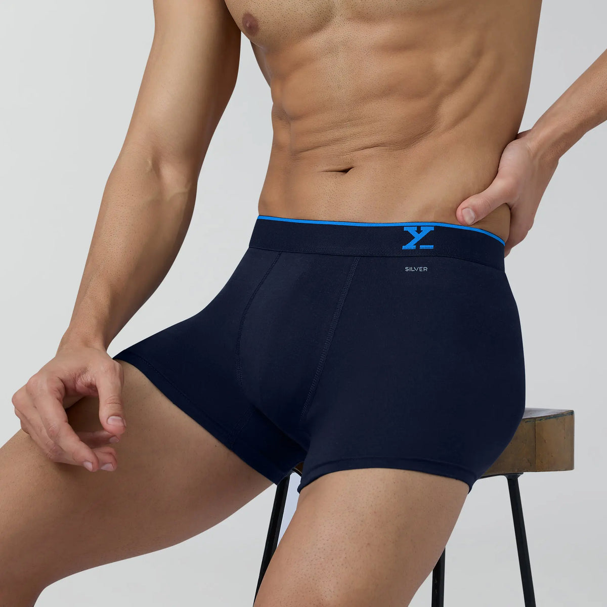 Traq Silver Cotton Trunks Midnight Blue - XYXX Crew
