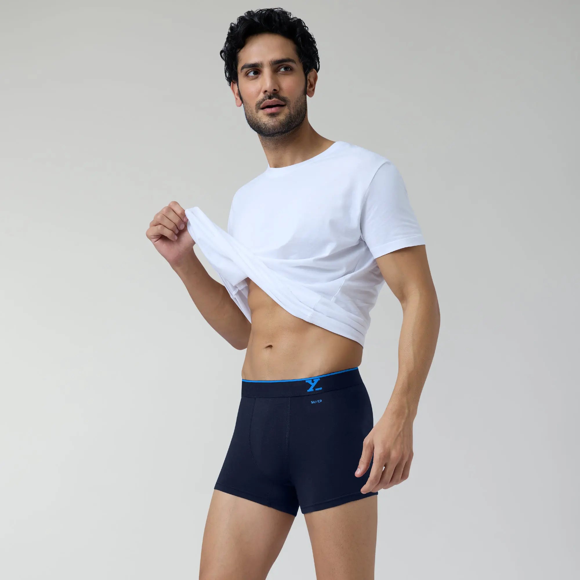 Traq Silver Cotton Trunks Midnight Blue - XYXX Crew