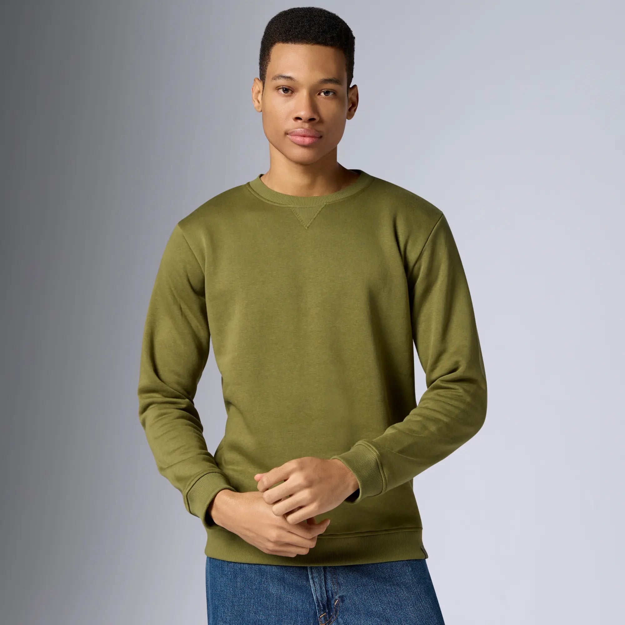 Neo French Terry Cotton-Blend Sweatshirt Olive Green