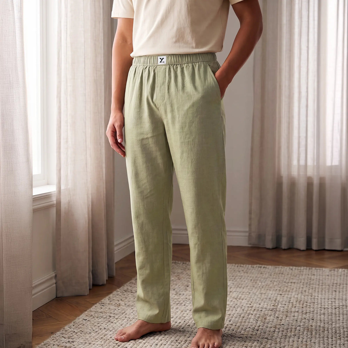 Ultra-Breathable Cotton Chambray Pyjamas - Dusty Olive