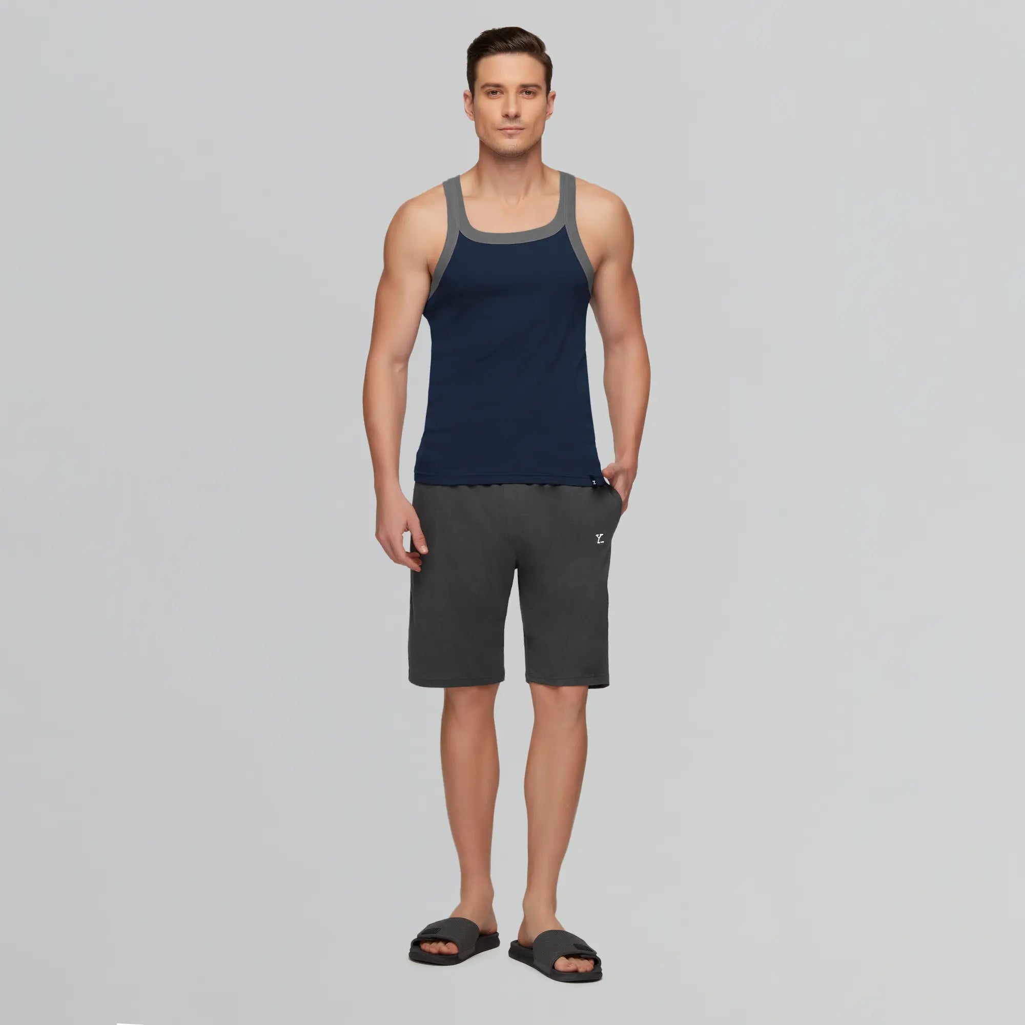 Pace Square Neck Vests For Men Estate Blue - XYXX Crew