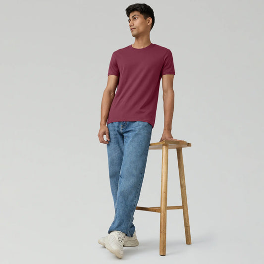 Pace Combed Cotton T-shirts Bold Burgundy - XYXX Crew