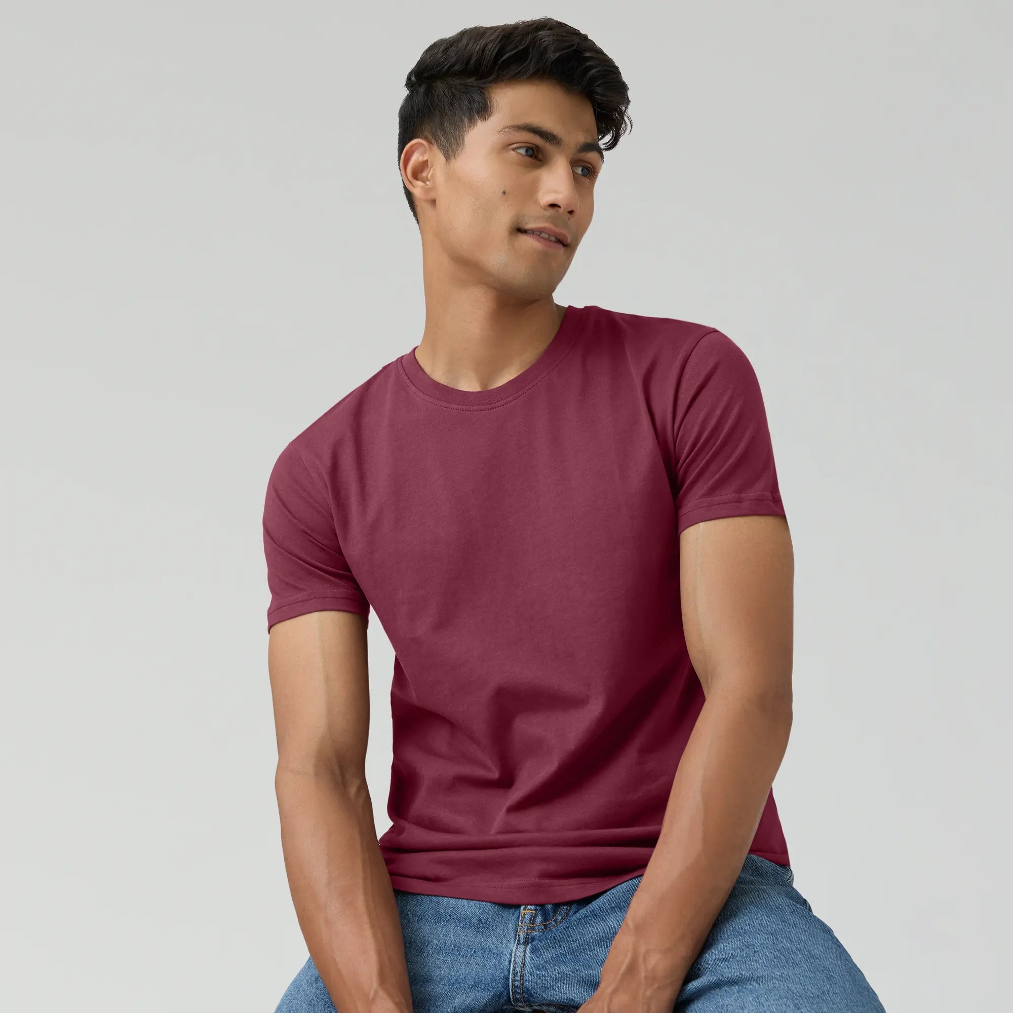 Pace Combed Cotton T-shirts For Men Bold Burgundy - XYXX Crew