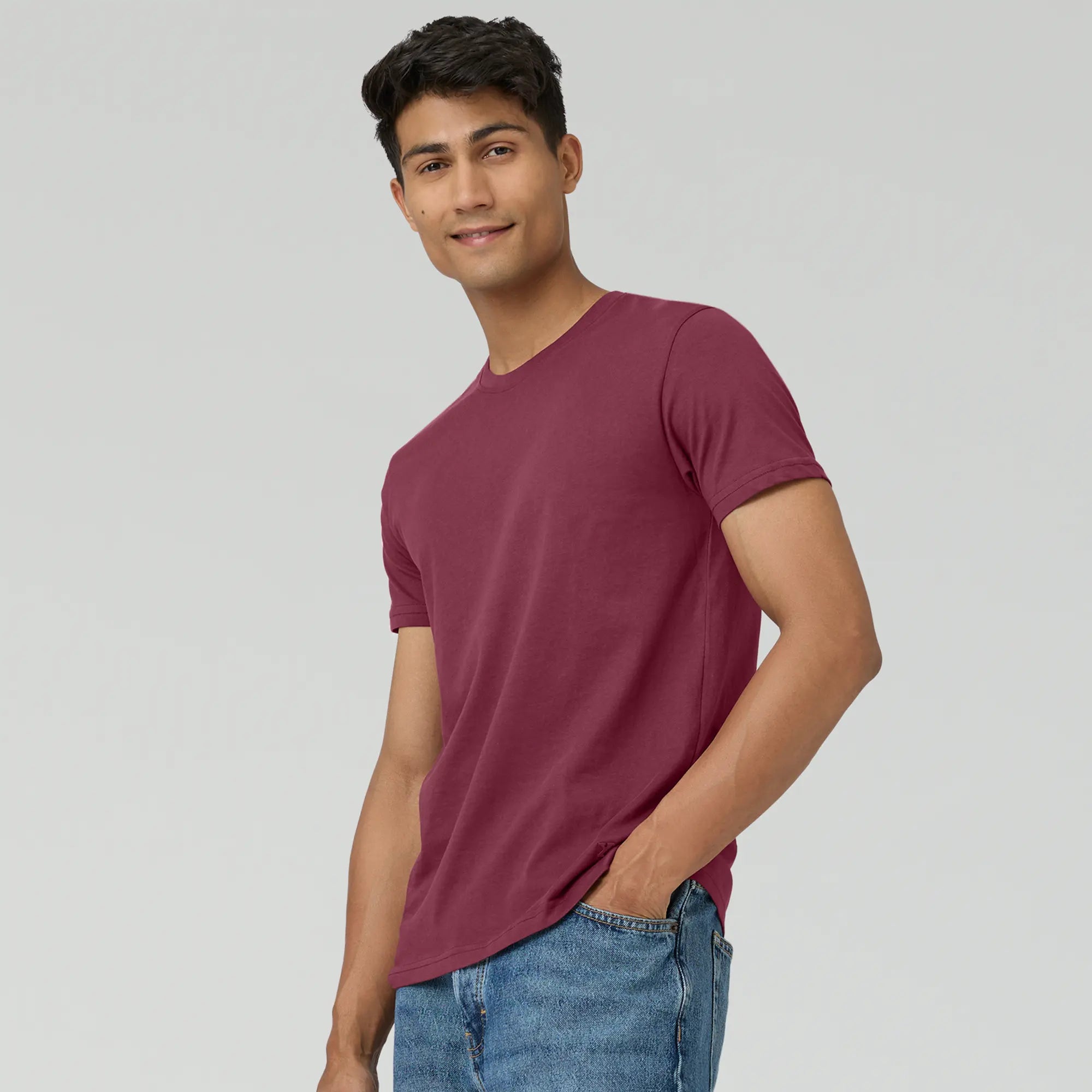 Pace Combed Cotton T-shirts For Men Bold Burgundy - XYXX Crew