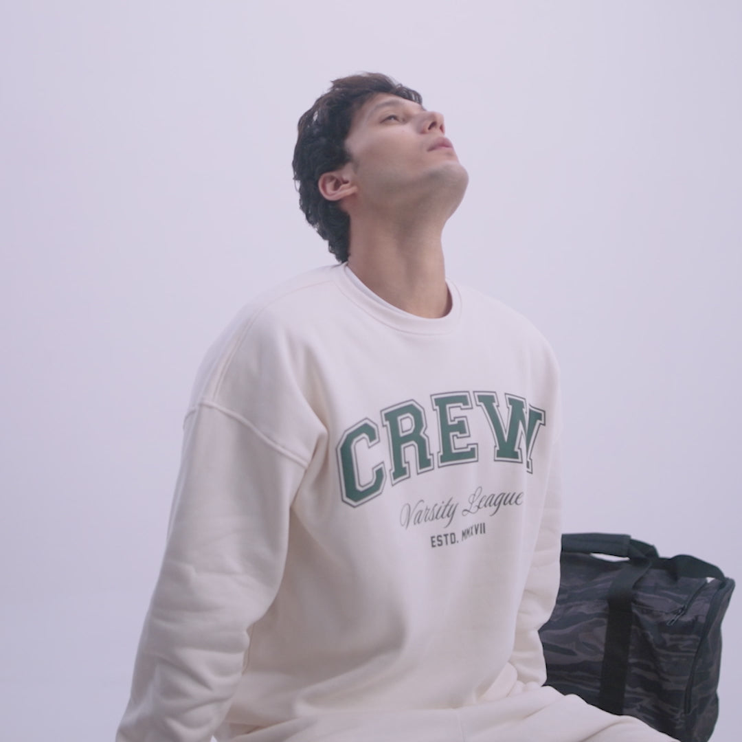 Crew Oversized Round Neck Sweatshirt - Frost White