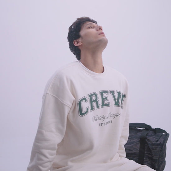 Crew Oversized Round Neck Sweatshirt - Frost White