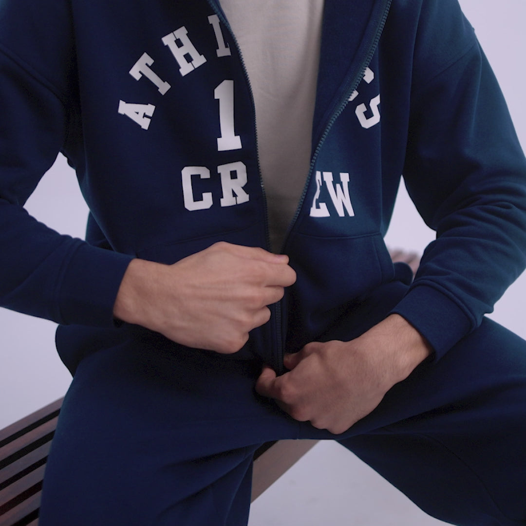 Crew Oversized Zipper Hoodie  -  Blue Nights