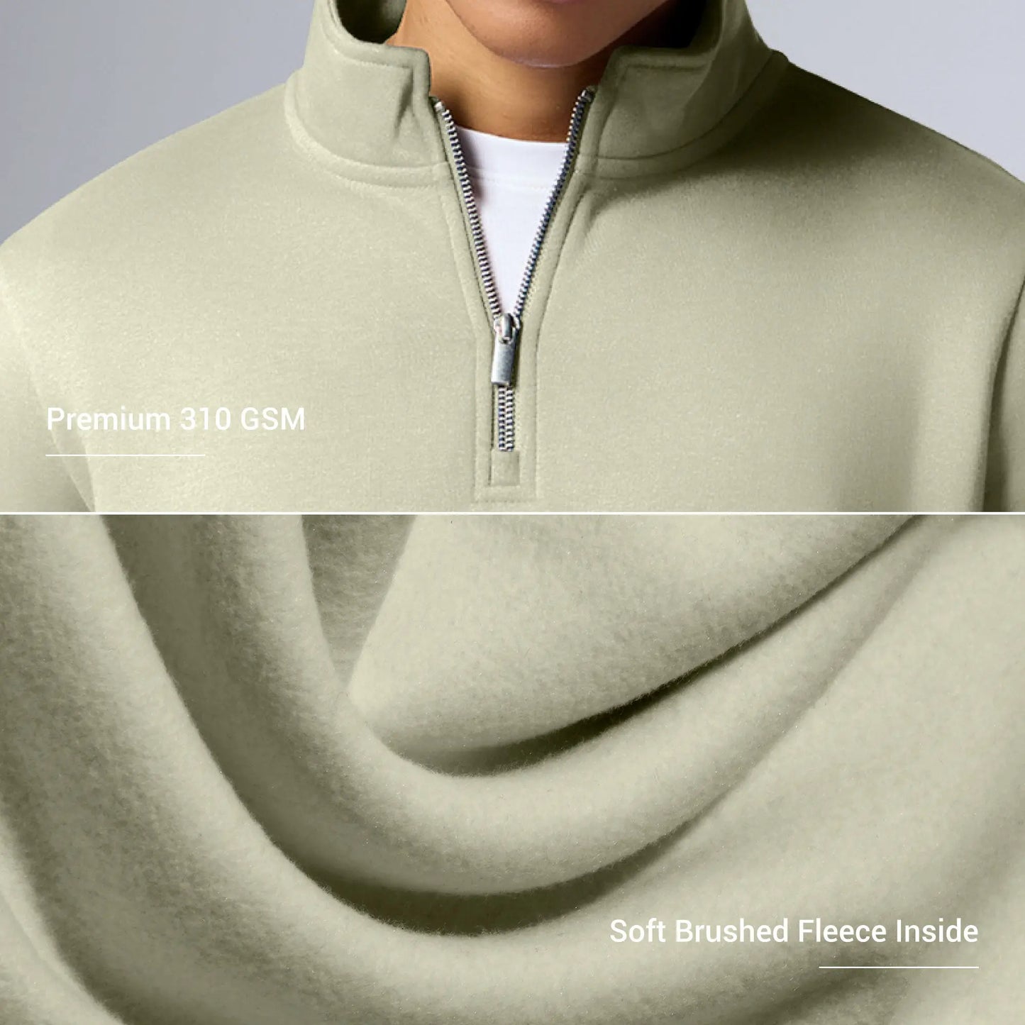Pulse French Terry Cotton Blend Half Zip Pullover Cascade Grey - XYXX Crew